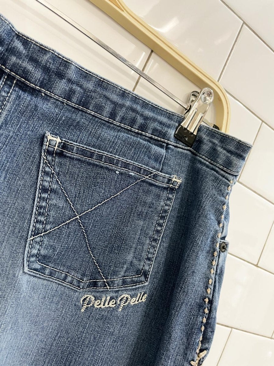 y2k pelle pelle crochet trim denim mini skirt | boho - good market thrift store