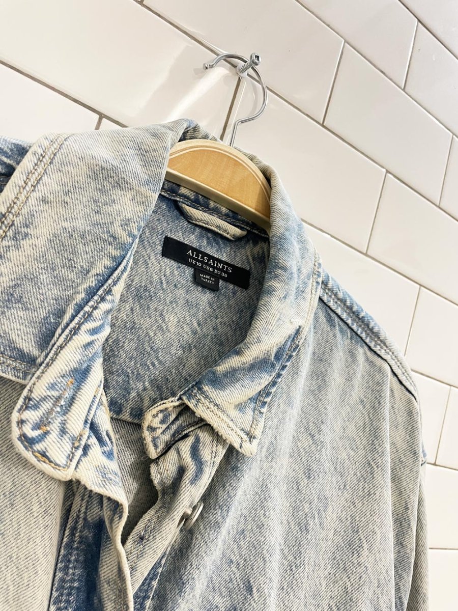 all saints lily long denim shirt jacket / dress - good market thrift store
