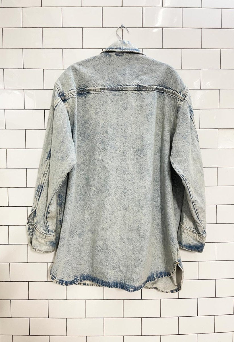 all saints lily long denim shirt jacket / dress - good market thrift store