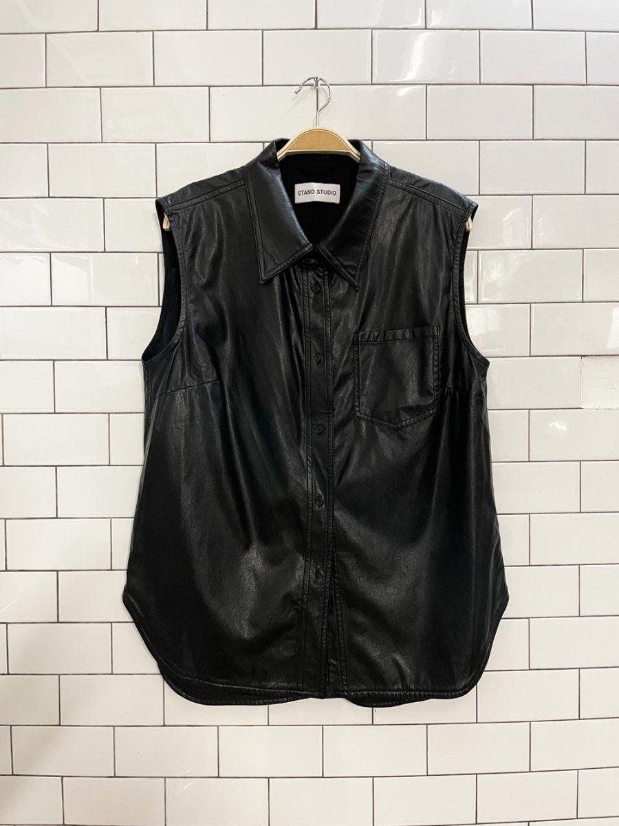 sand studio arya faux leather shirt - good market thrift store