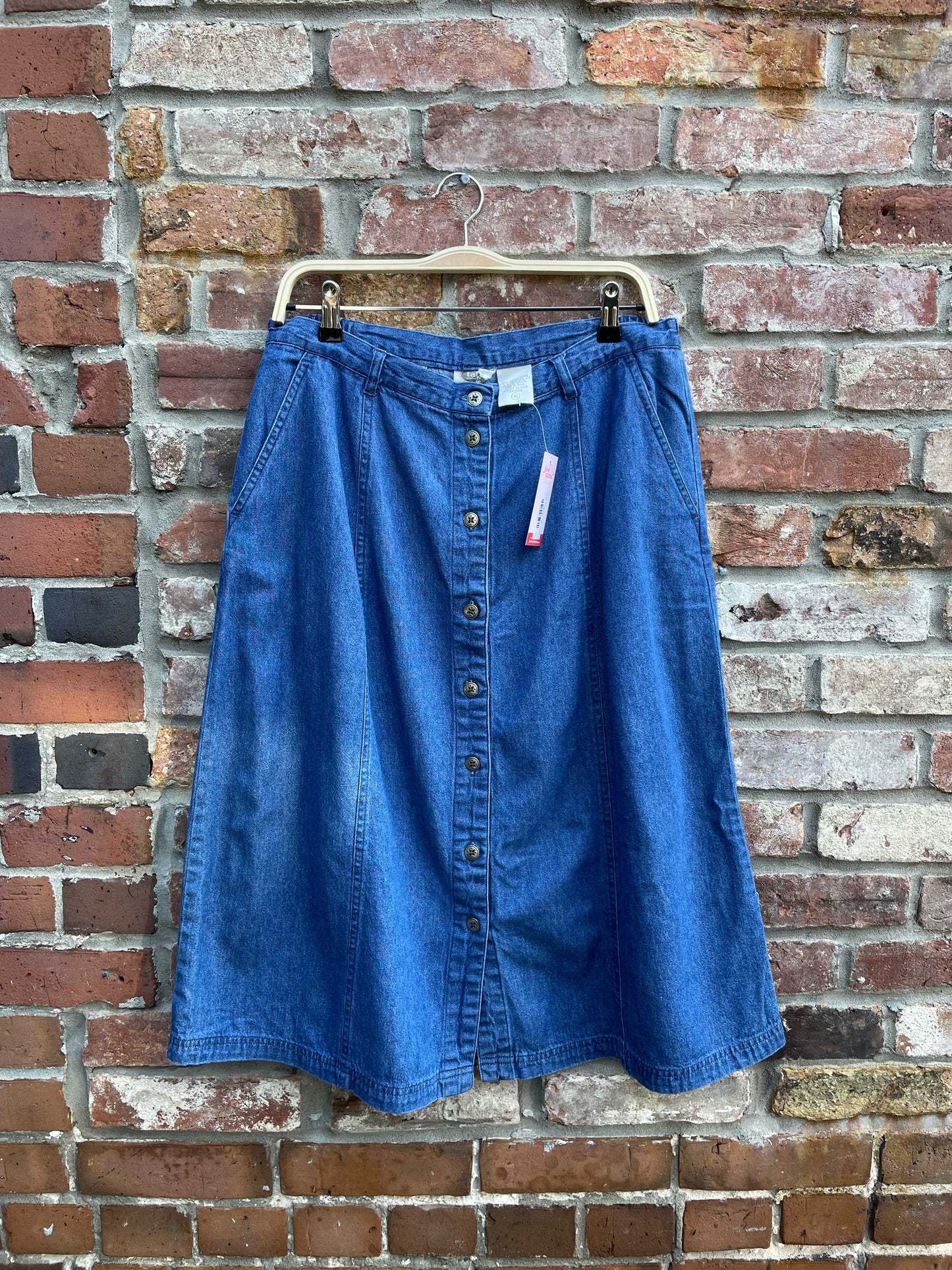 vintage 00s tabi denim button midi skirt