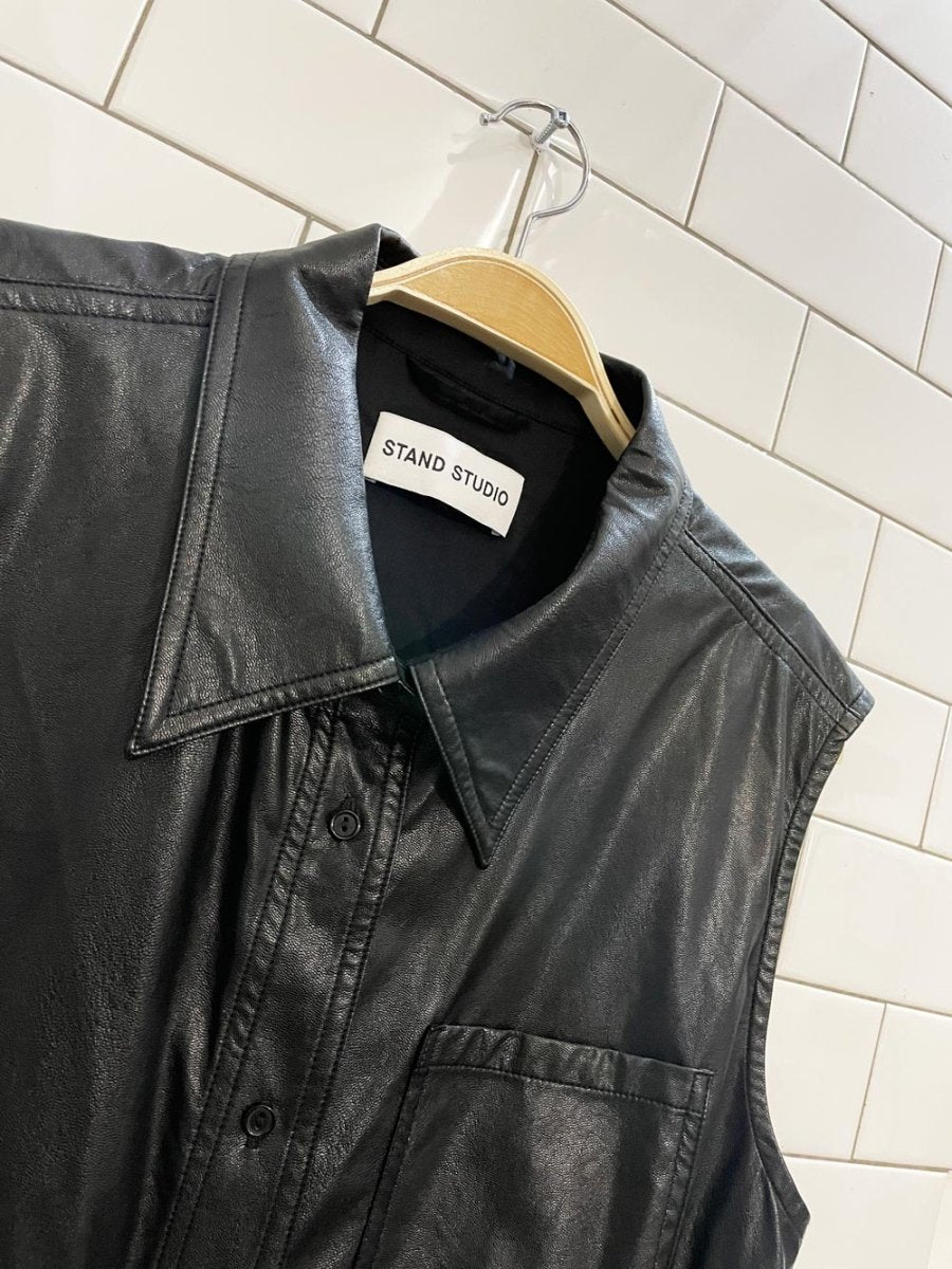 sand studio arya faux leather shirt - good market thrift store