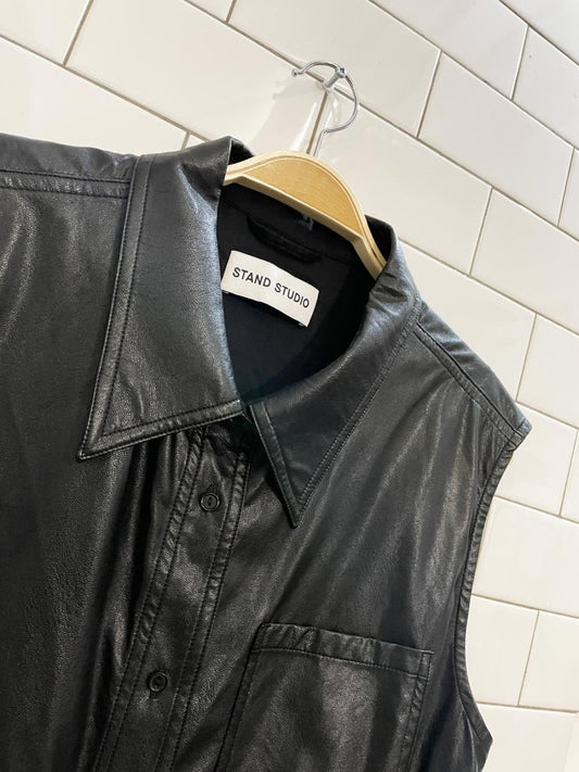 sand studio arya faux leather shirt - good market thrift store