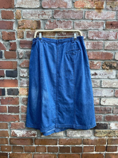 vintage 00s tabi denim button midi skirt