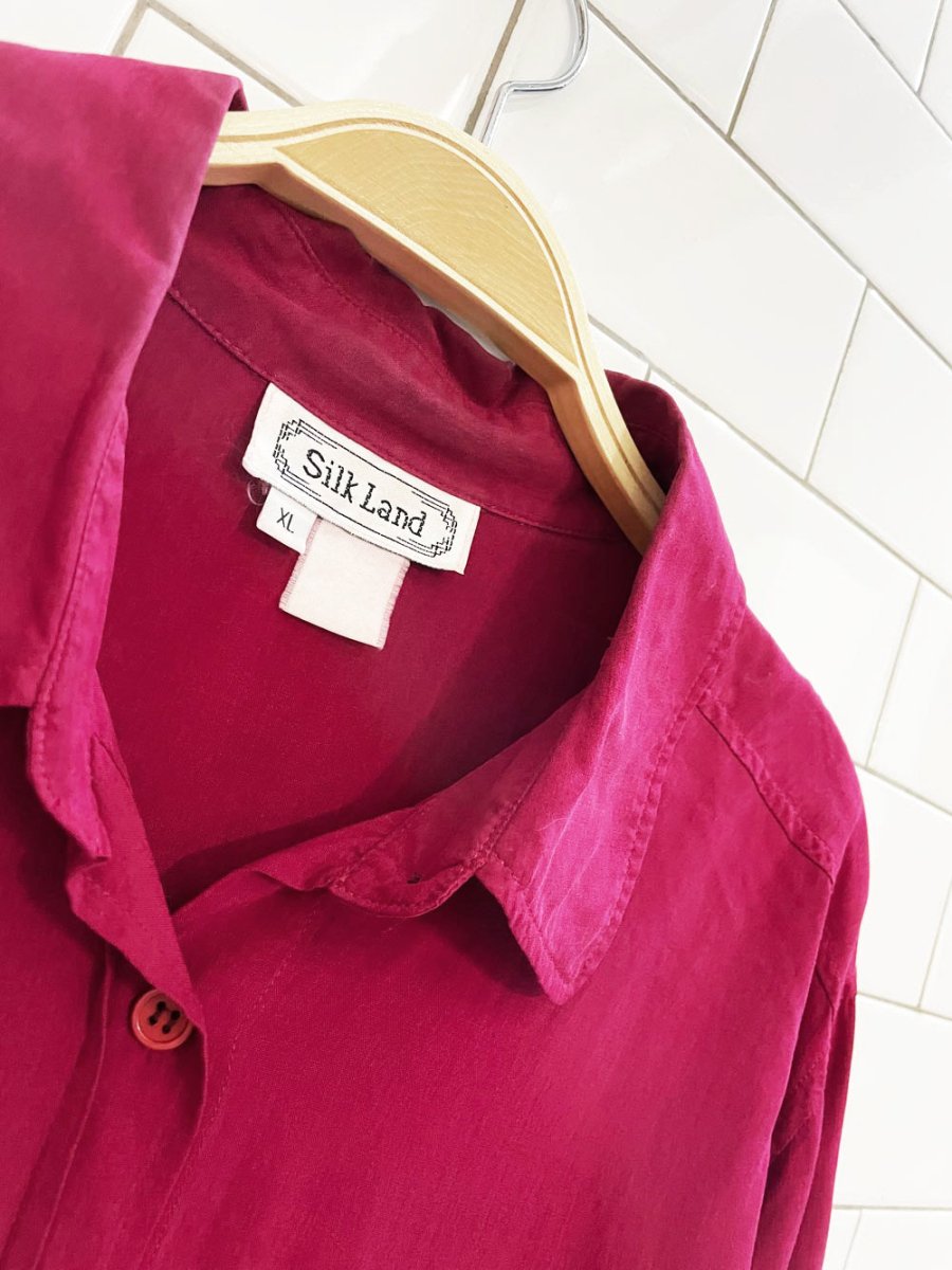 vintage 80s silk land 100% silk shirt - good market thrift store