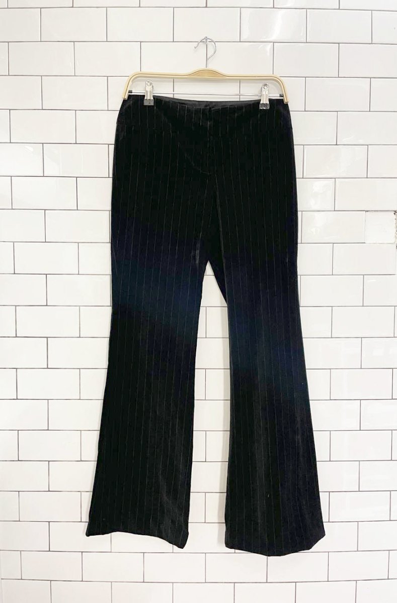 y2k suzy shier low rise velvet pin stripe flare leg pant - good market thrift store