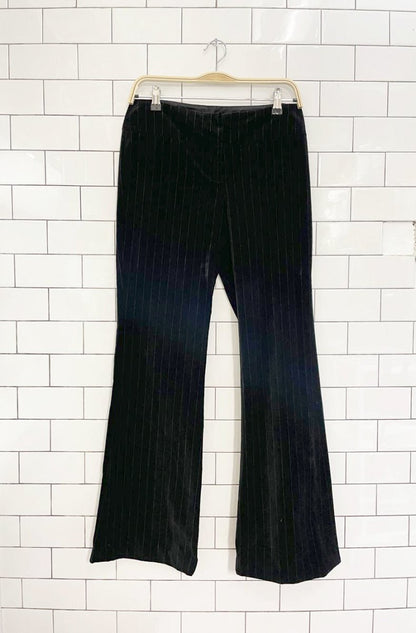 y2k suzy shier low rise velvet pin stripe flare leg pant - good market thrift store