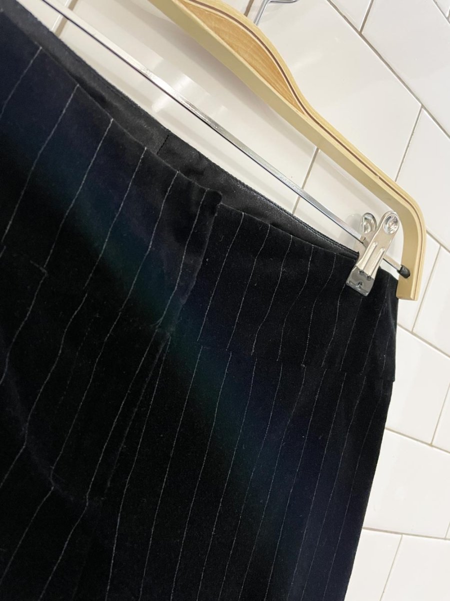 y2k suzy shier low rise velvet pin stripe flare leg pant - good market thrift store