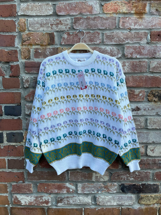 vintage 80s marella floral knit crew