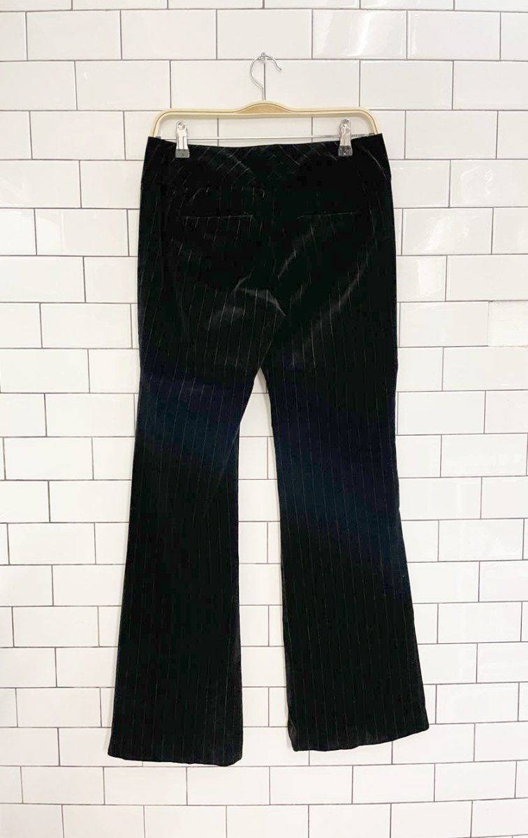 y2k suzy shier low rise velvet pin stripe flare leg pant - good market thrift store