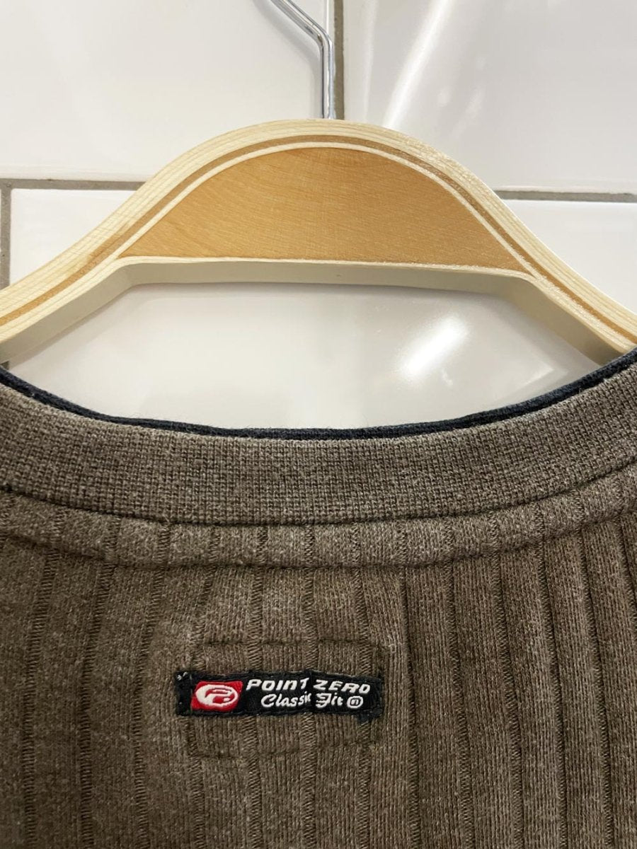 y2k point zero chunky rib long sleeve shirt - good market thrift store