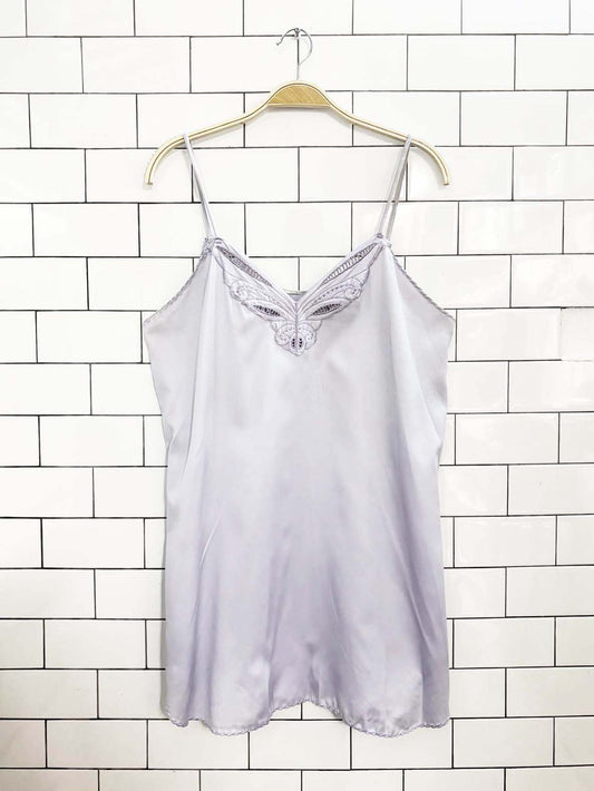 vintage satin butterfly eyelet mini slip dress