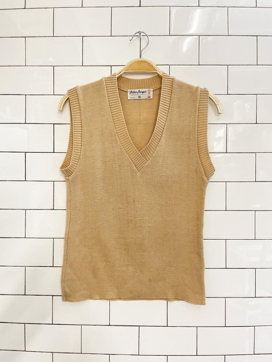 vintage helen harper tan knit vest - good market thrift store