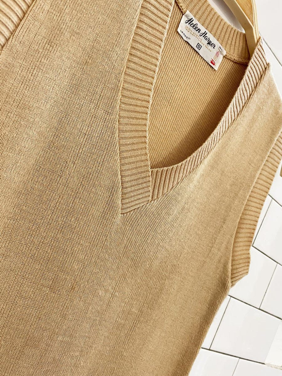 vintage helen harper tan knit vest - good market thrift store