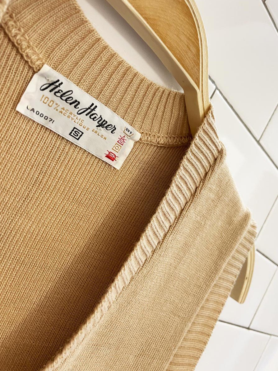 vintage helen harper tan knit vest - good market thrift store