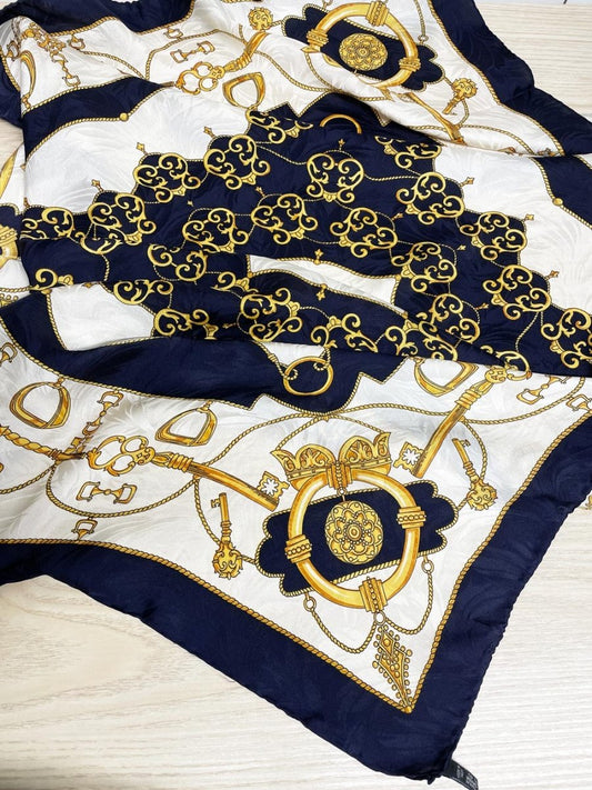 vintage 100% silk made in Italy harness keys square scarf | made in italy - good market thrift store