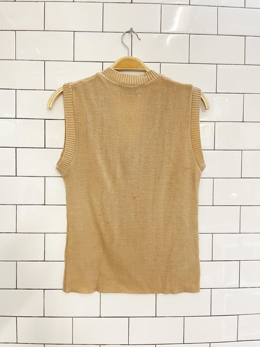 vintage helen harper tan knit vest - good market thrift store