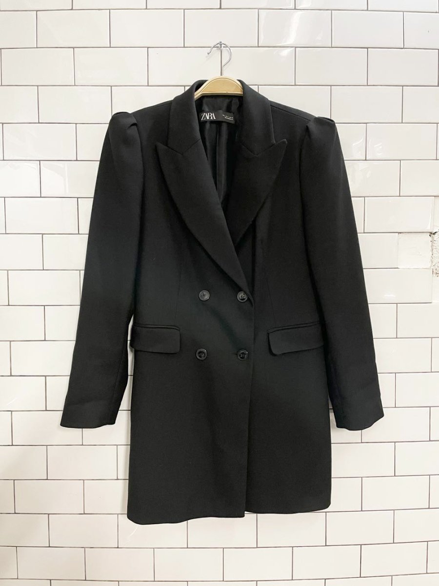 zara puff shoulder long blazer / mini dress - good market thrift store