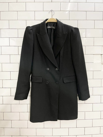 zara puff shoulder long blazer / mini dress - good market thrift store