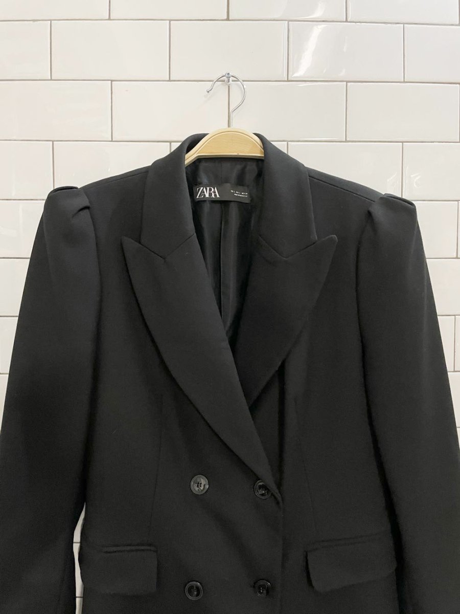 zara puff shoulder long blazer / mini dress - good market thrift store