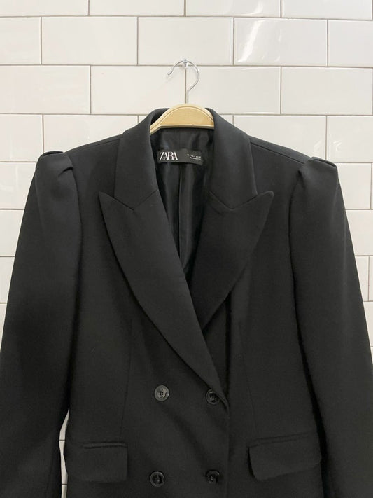 zara puff shoulder long blazer / mini dress - good market thrift store