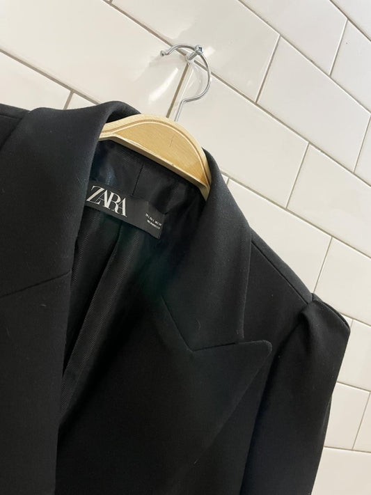 zara puff shoulder long blazer / mini dress - good market thrift store