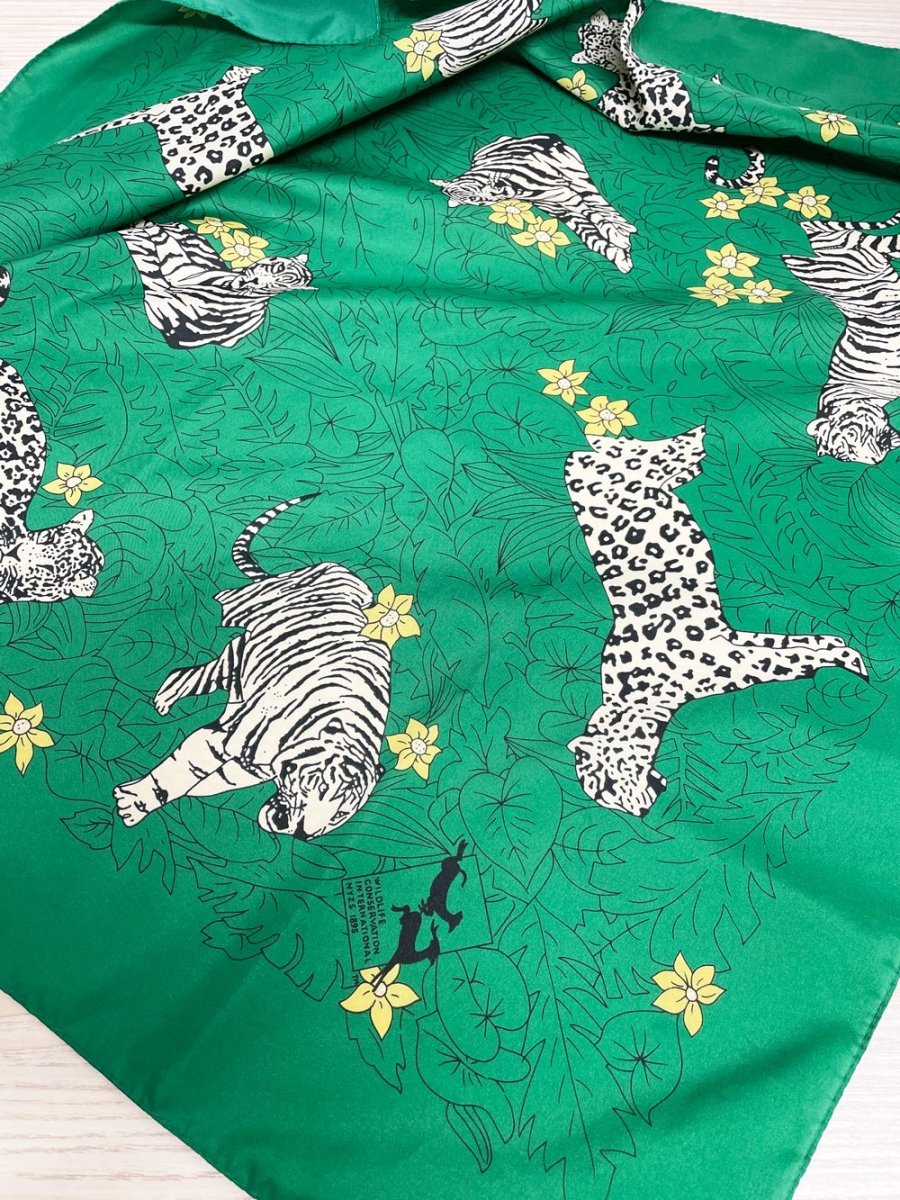 vintage wildlife conservation white tiger jungle square scarf | NYZS 1895 - good market thrift store