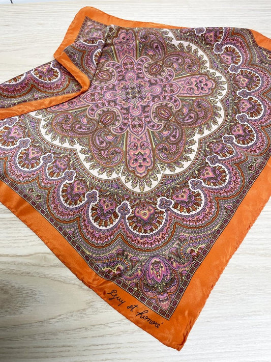 vintage guy st. honoré 100% silk square scarf | hand - rolled edge - good market thrift store