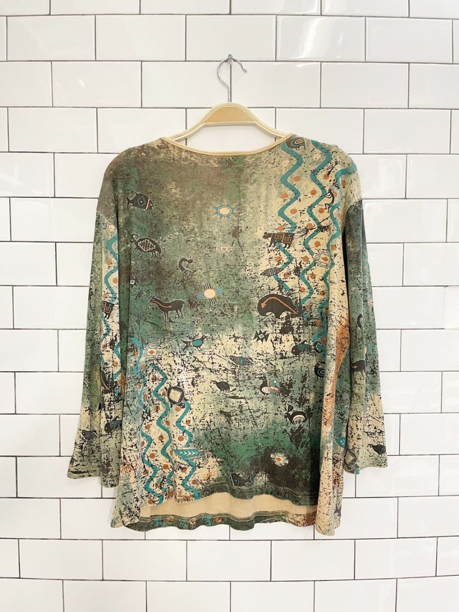 y2k cactus bay native art long sleeve top | made in USA - good market thrift store
