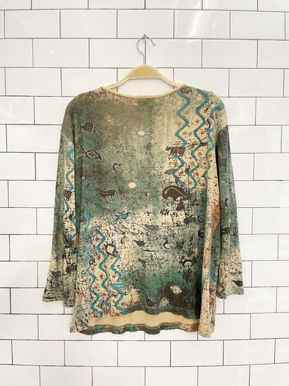 y2k cactus bay native art long sleeve top | made in USA - good market thrift store