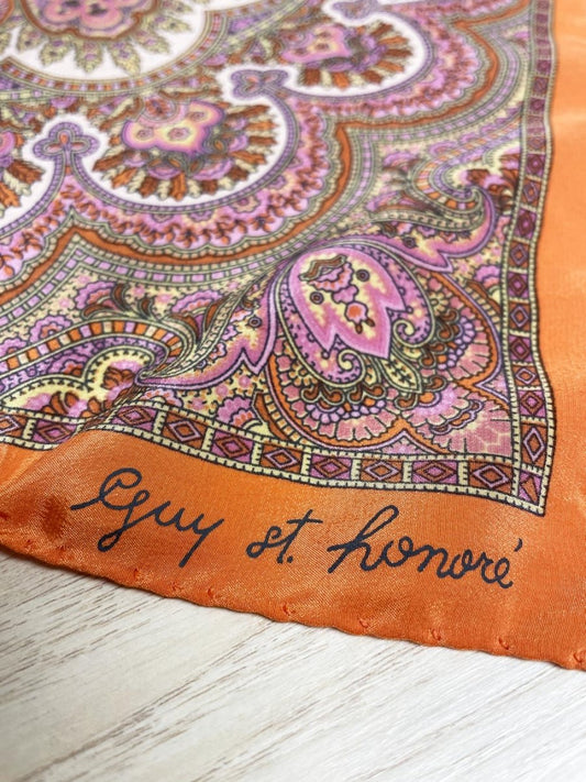vintage guy st. honoré 100% silk square scarf | hand - rolled edge - good market thrift store