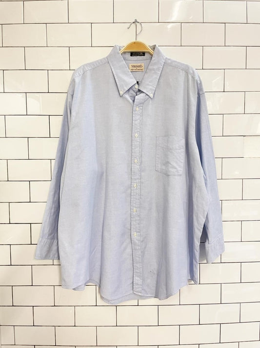 vintage woodward blue oversized menswear shirt | made in USA - good market thrift store