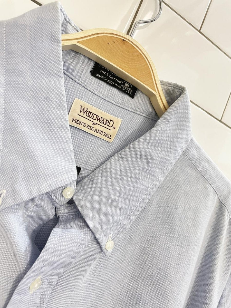 vintage woodward blue oversized menswear shirt | made in USA - good market thrift store
