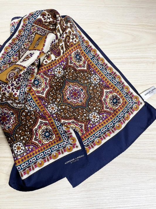 vintage adriene landau 100% silk medallion paisley long scarf - good market thrift store