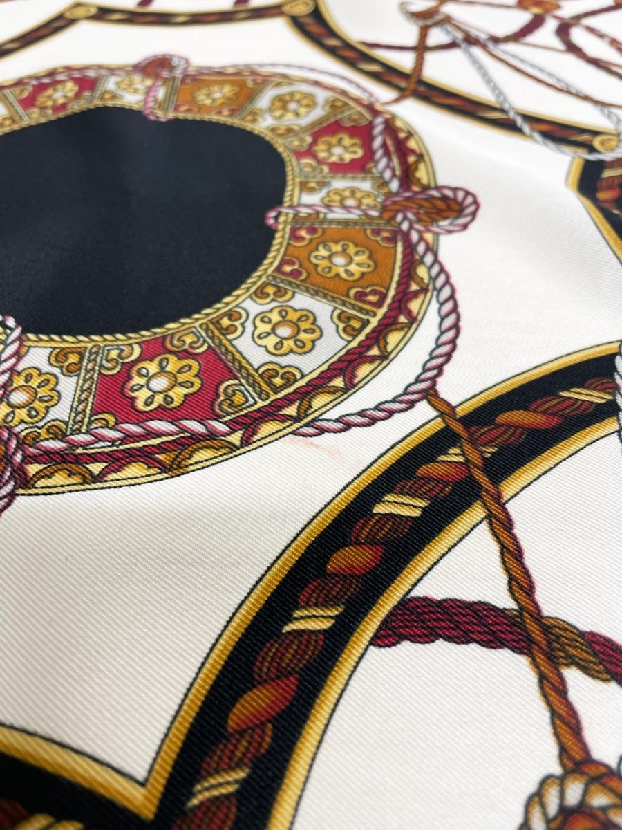 vintage roger laurent paris equestrian rope tassel xl square scarf - good market thrift store