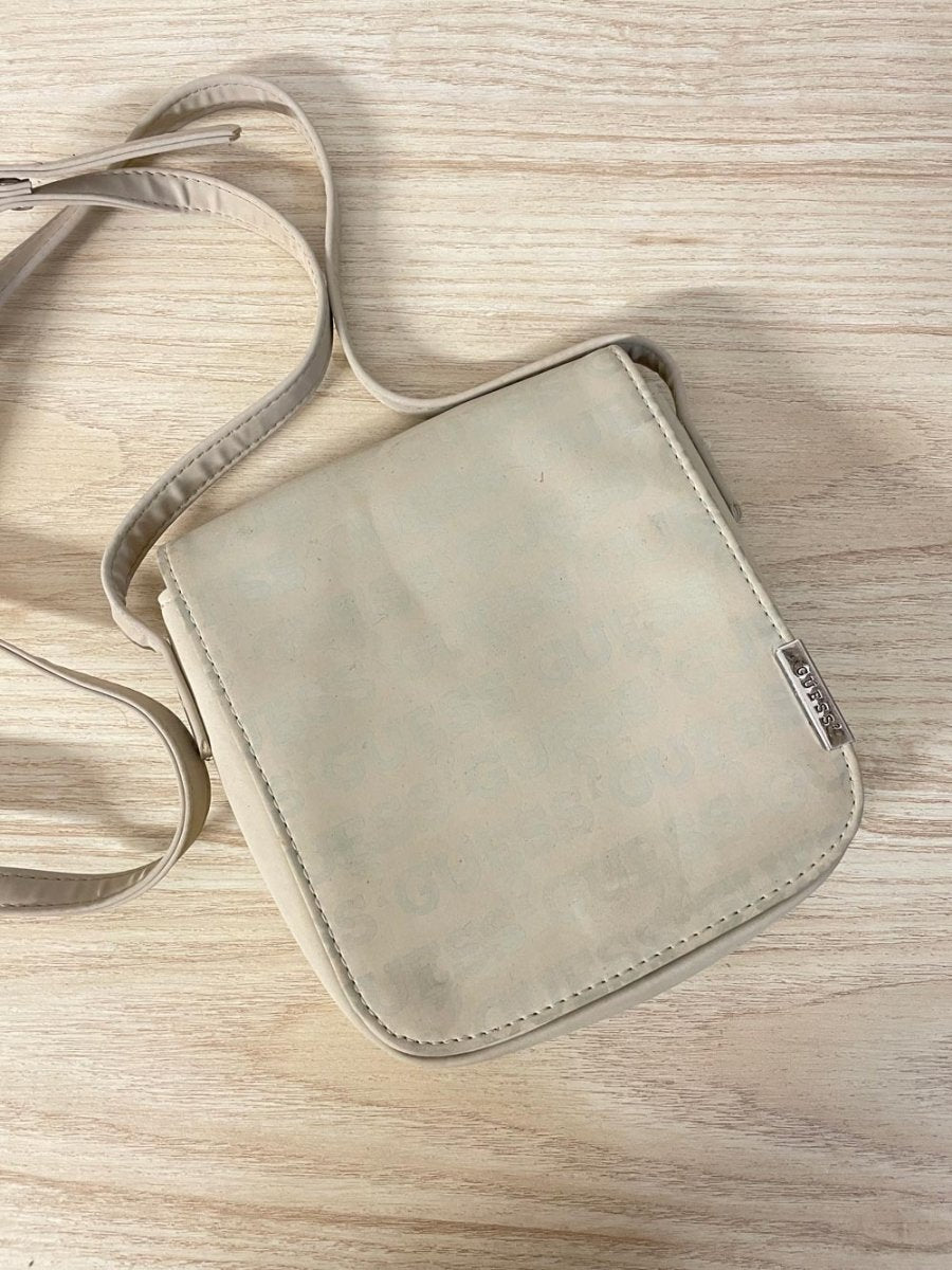y2k guess logo flap nylon crossbody bag - good market thrift store
