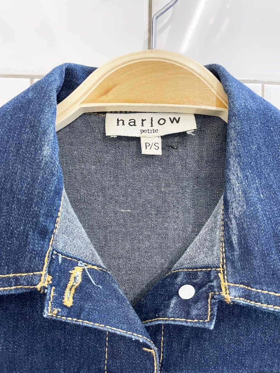 vintage 00s harlow floral trim denim vest - good market thrift store