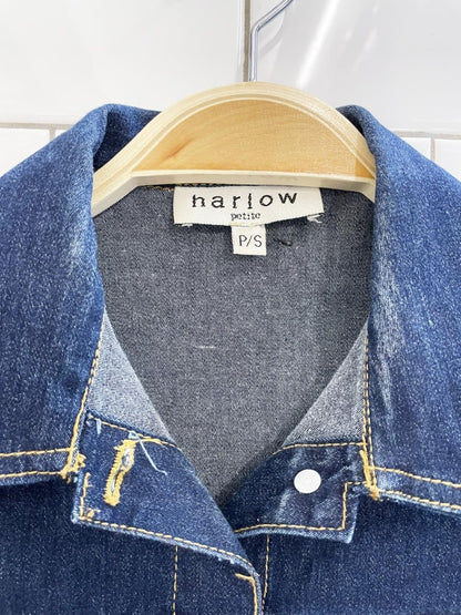 vintage 00s harlow floral trim denim vest - good market thrift store