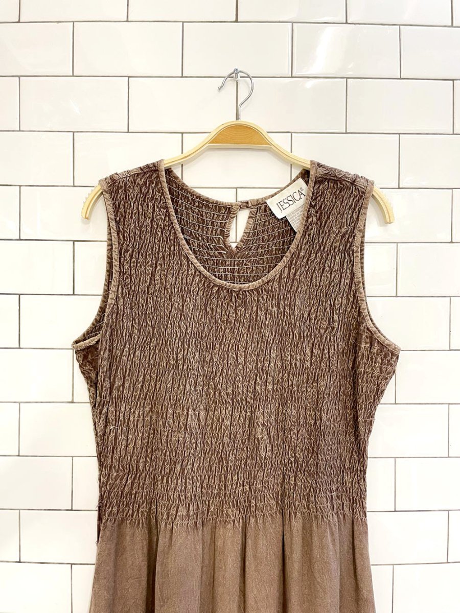 vintage 00s jessica smocked top midi dress - good market thrift store