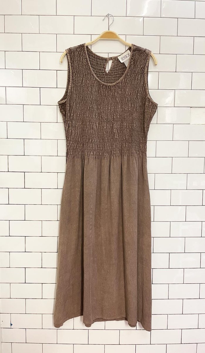 vintage 00s jessica smocked top midi dress - good market thrift store