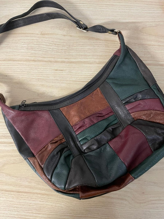 vintage italy patchwork leather hobo banana bag - good market thrift store