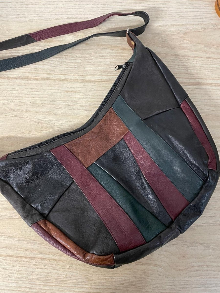 vintage italy patchwork leather hobo banana bag - good market thrift store