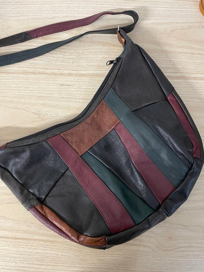 vintage italy patchwork leather hobo banana bag - good market thrift store