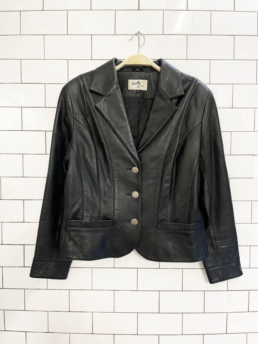 vintage 90s scully western button butter leather jacket - good market thrift store