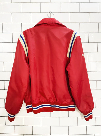 vintage ole tymers "gina 1 fan" varsity bomber jacket | sherpa lined - good market thrift store