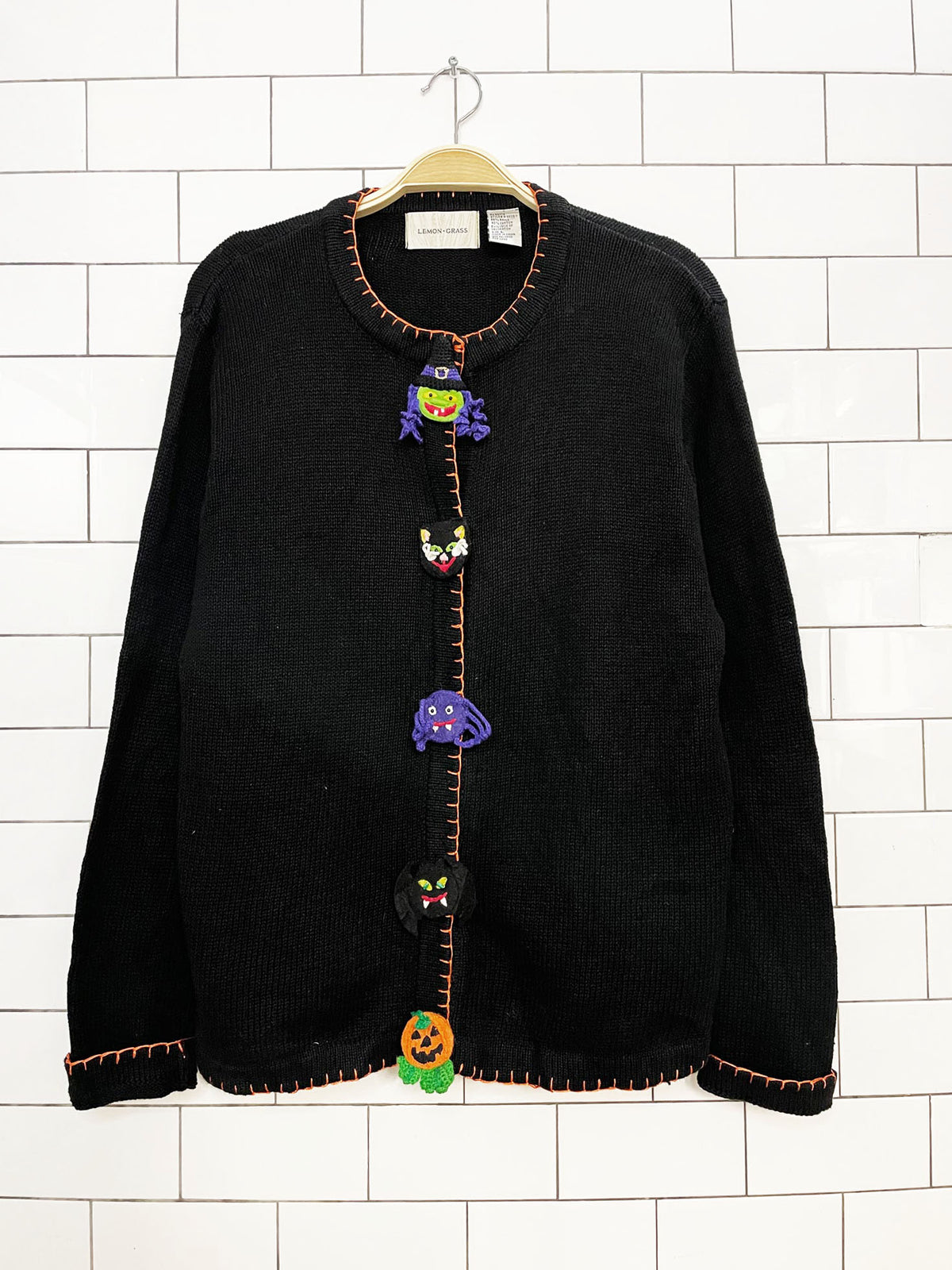 vintage lemongrass ramie-blend knit halloween minimal cardigan sweater
