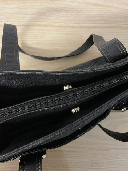 vintage 00s aurielle buckle strap leather shoulder bag - good market thrift store