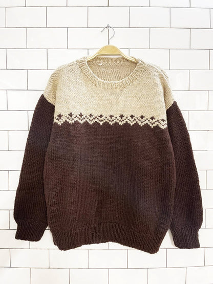 vintage hand - knit wool chunky knit sweater - good market thrift store