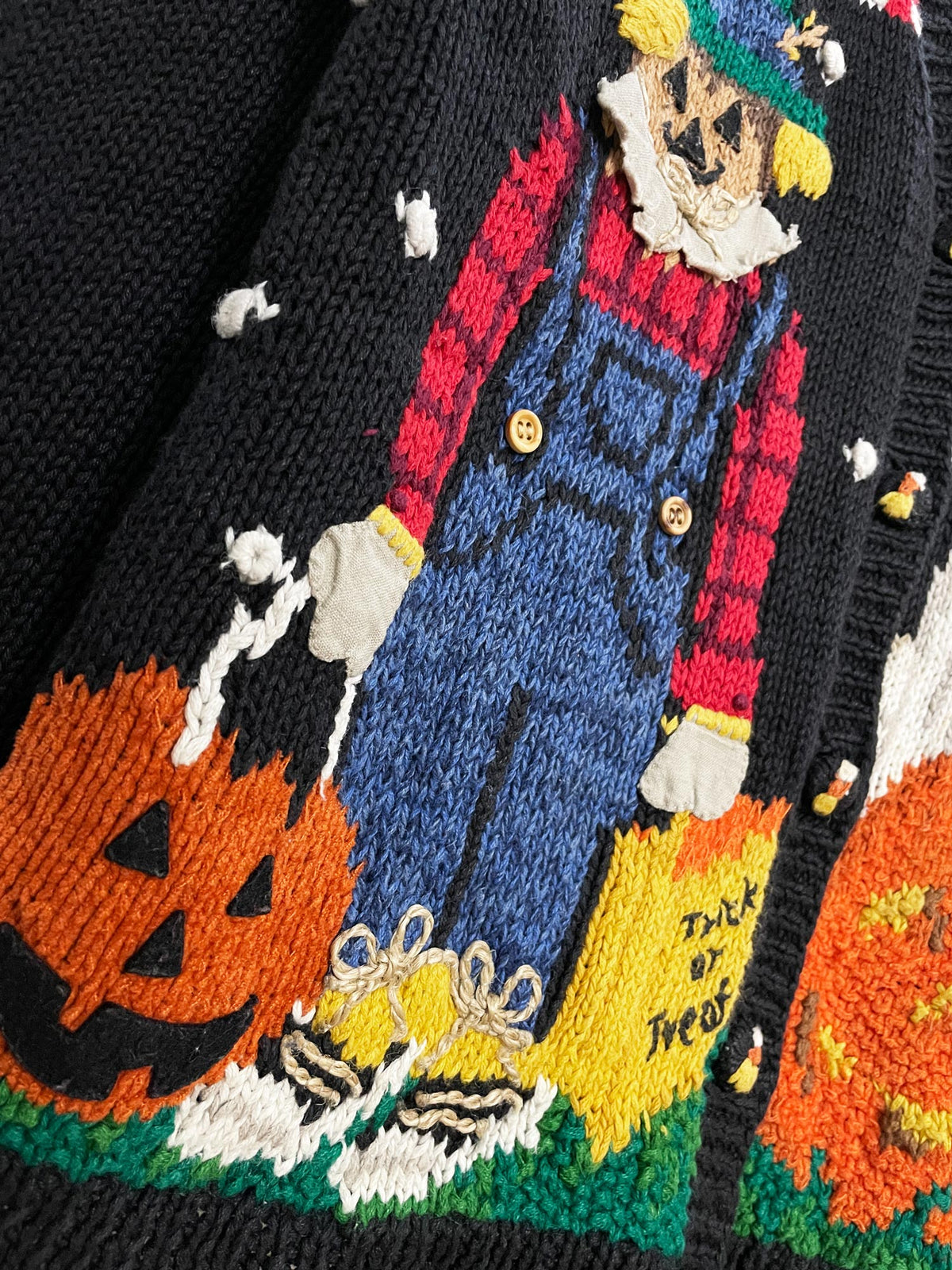 vintage susan bristol ramie-blend knit halloween cardigan sweater