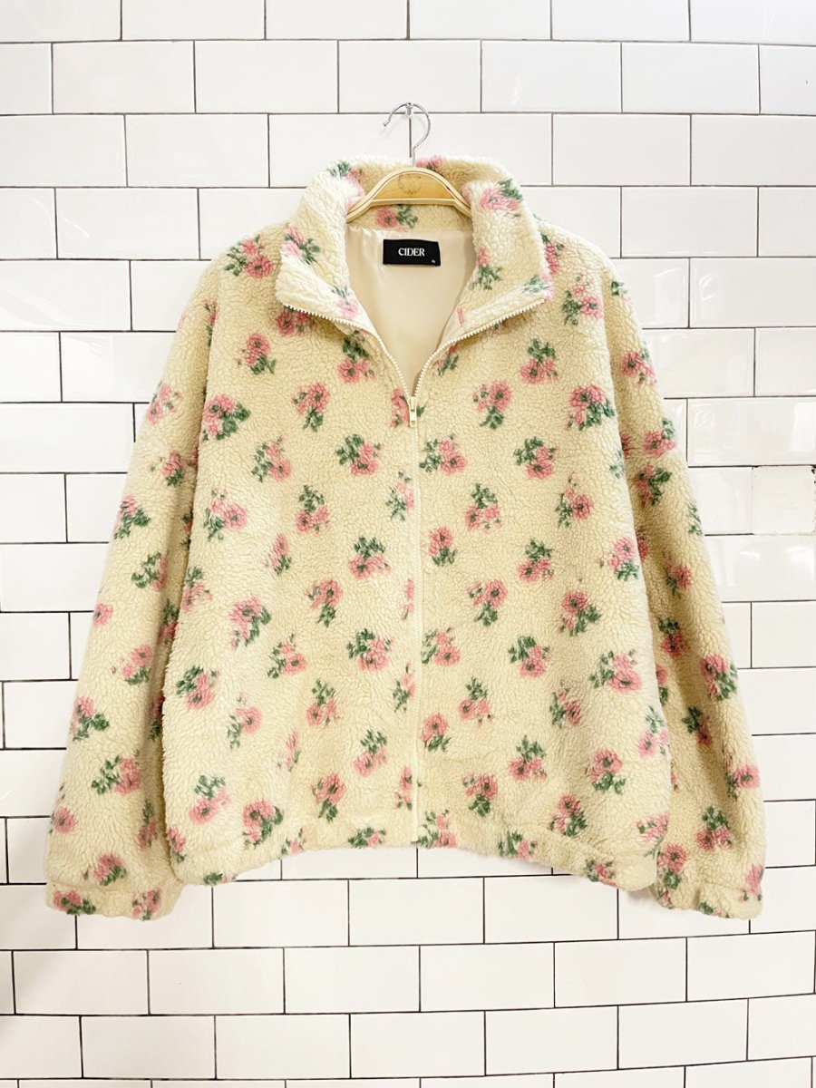 cider 2025 floral sherpa full zip jacket - good market thrift store